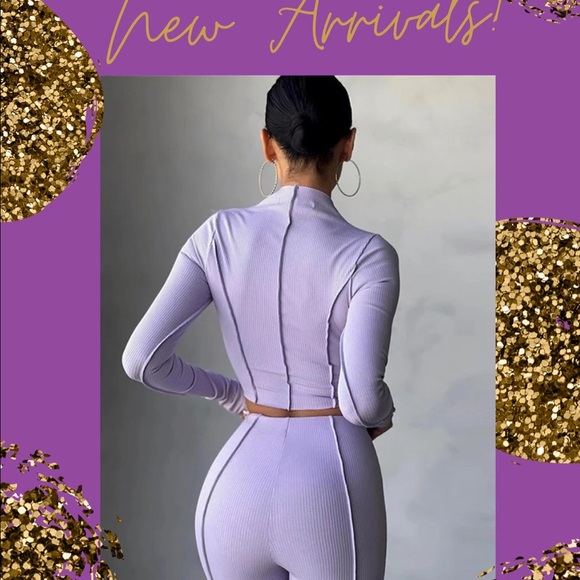 Hot new women’s knit ribbed long sleeve matching set - Picture 2 of 5